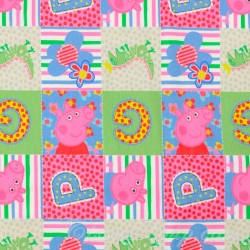 Jersey Stoff Baumwolle Peppa Pig in Patchwork | Wolf Stoffe