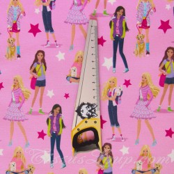 Baumwollstoff Barbie Power Girl Rosa Hintergrund | Wolf Stoffe