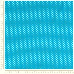Jersey Stoff Weiße Punkten 3mm auf Türkisblauem Hintergrund | Wolf Stoffe