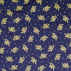 BaumwollStoff Goldene Weihnachtszweige Вunkelblauer Hintergrund | Wolf Stoffe