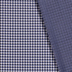 Jacquard-Jersey-Stoff Hahnentritt Blau und Schwarz | Wolf Stoffe