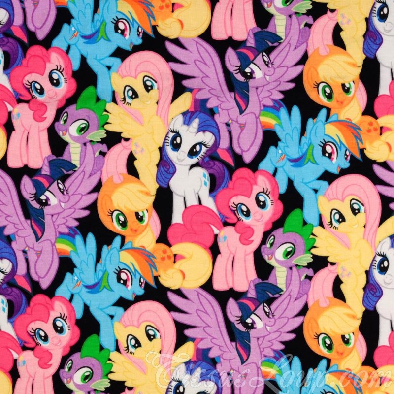 Jersey Stoff Baumwolle Mein kleines Pony Schwarzer Hintergrund My Little Pony  | Wolf Stoffe