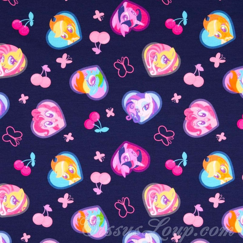 Jersey Stoff Baumwolle Mein kleines Pony Hintergrund Marineblau My Little Pony  | Wolf Stoffe