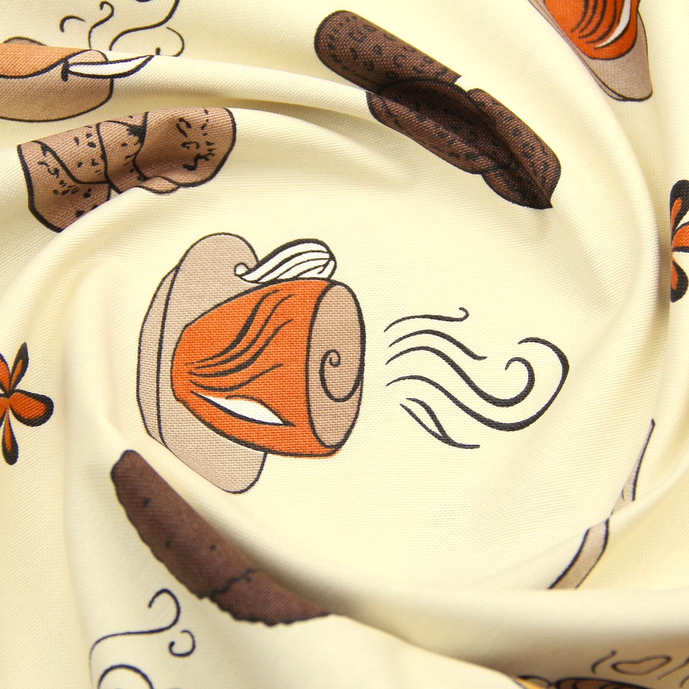 Halbpanama-Dekostoff Kaffee und Kekse Creme Hintergrund — 4